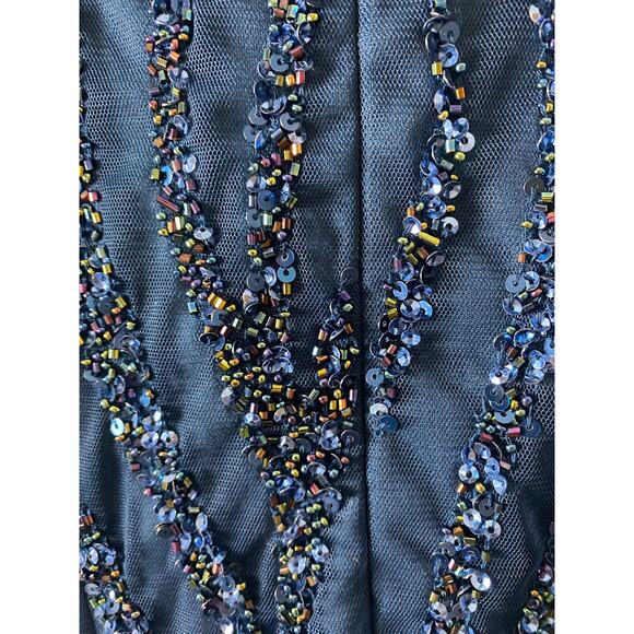 ADRIANNA PAPELL DRESS 8 BLUE COCKTAIL PARTY FESTIVE HOLIDAYS - Picture 8 of 16